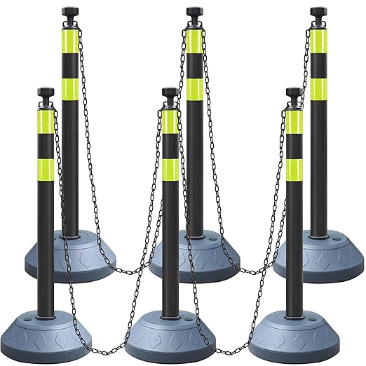 OrangeStar 6 Packs Traffic Delineator Post Cones, Expandable 40” Chain Safety by OrangeStar