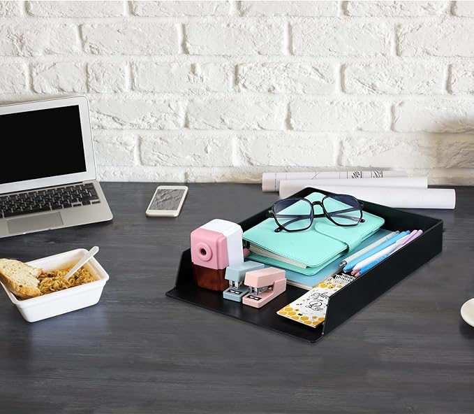 Wenqik 2 Pcs Stackable Paper Trays Rectangular Plastic Desk Holder Desktop - Image 7