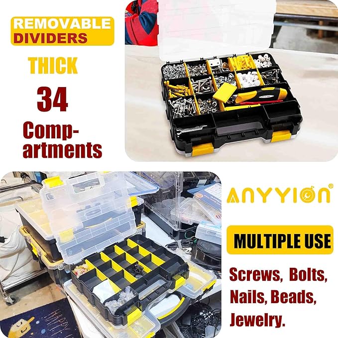 Anyyion Small Parts Organizer, 34-Compartments Double Side parts organizer - Image 6