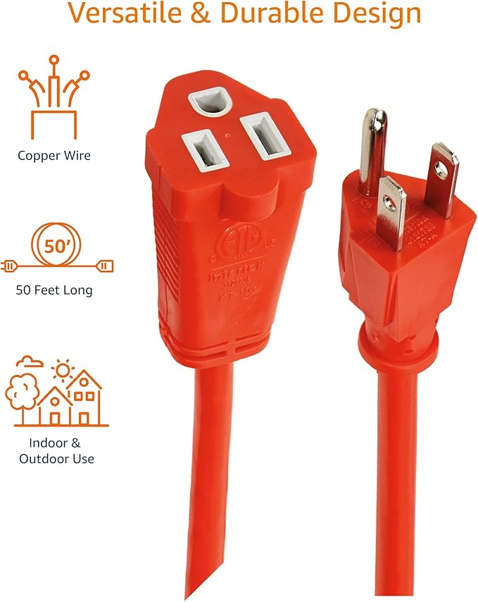Amazon Basics 50 foot 3-Prong Vinyl Indoor/Outdoor Extension Cord - Image 4