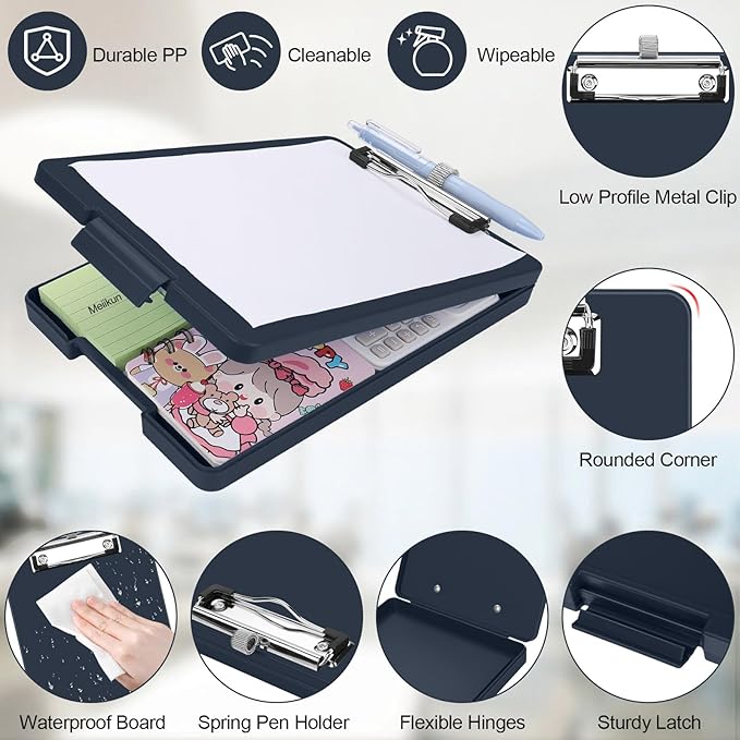 Small Clipboard with Storage, A5 Clipboards with Pen Holder, Half Letter Clip - Image 5