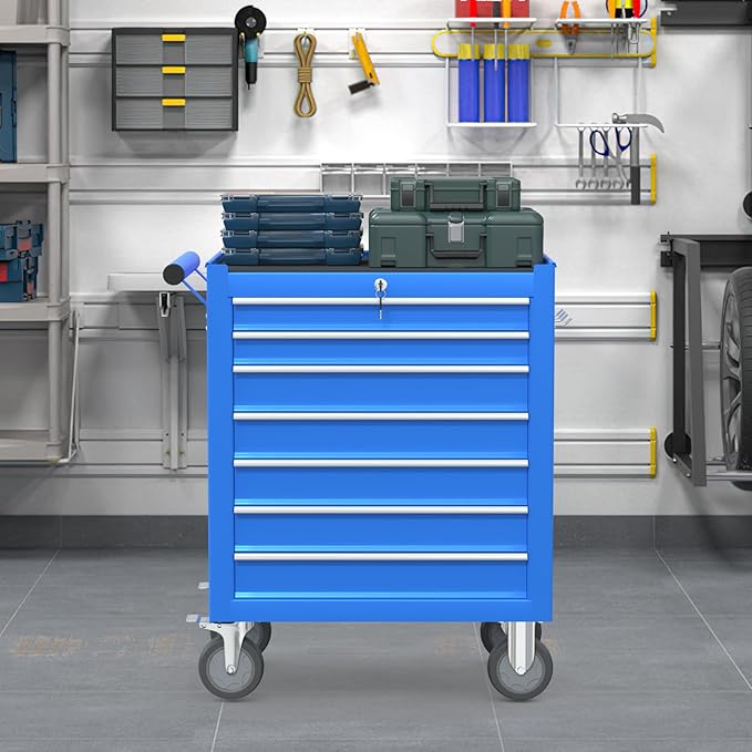 7 Drawers Large Capacity Rolling Tool Chest, Metal Tool Box - Image 2