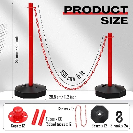 Geiserailie 12 Pack Crowd Control Stanchions Plastic Stanchions Poles - Image 2