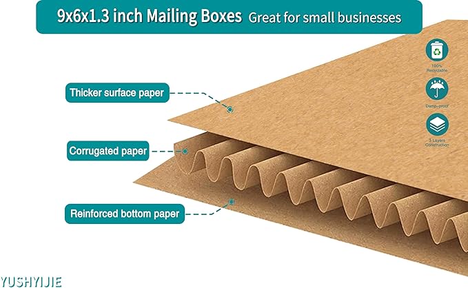 50 Pack 9x6x1.3 inch Small Shipping Boxes - Image 4