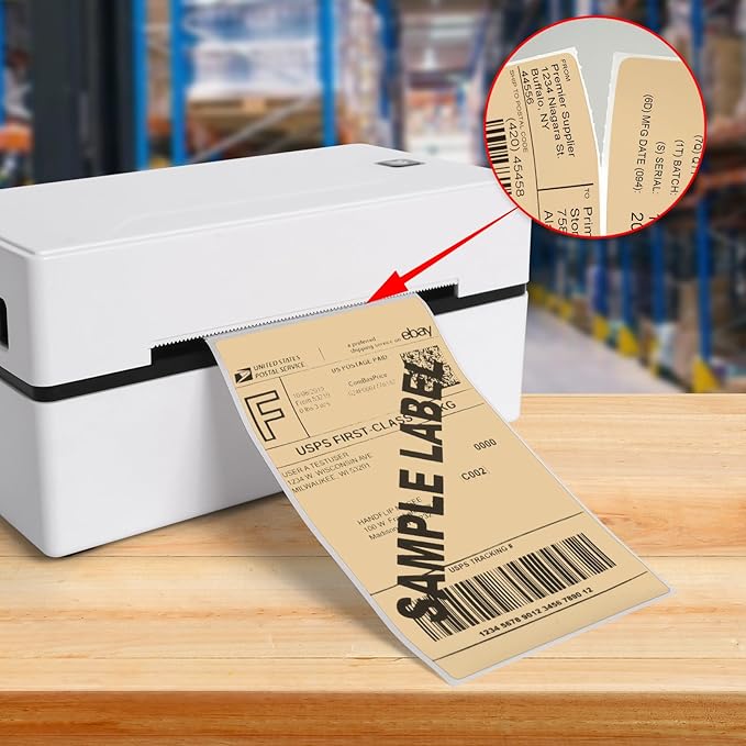 Khaki Thermal Labels 3 × 5 Inch Vinyl Self-Adhesive Fanfold Direct Shipping - Image 2