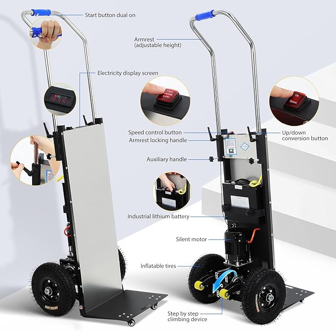 Motorized Hand Truck for Moving Furniture Stair Climbing Hand Truck Dollys Cart - Image 7