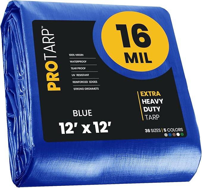 PROTARP Extra Heavy Duty 16 Mil Tarp Cover, Waterproof, UV Resistant, Rip and by Protarp