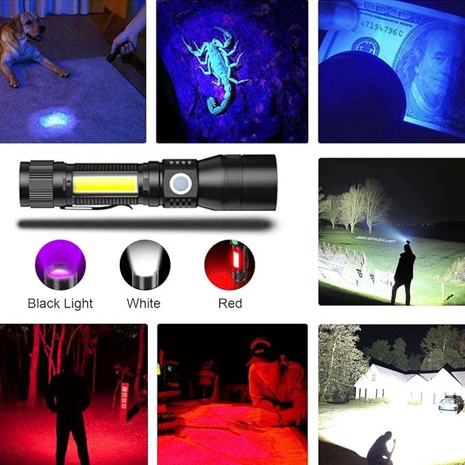 UV Flashlight Rechargeable, Waterproof LED Torch - Image 2