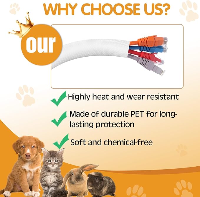 Poen 3 Pack 30ft Cord Protectors from Pets No Chew, 1/2 Inch Ultra Durable Cord - Image 4