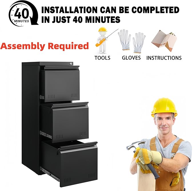 Vertical 3 Drawer File Cabient - Image 7