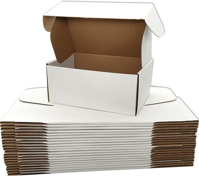 Small White Shipping Boxes for Small Business Pack of 25-9x6x4 inches Cardboard by Lmuze