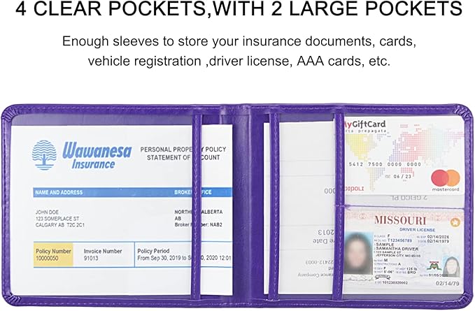 Car Registration and Insurance Holder, Leather Registration and Insurance Card - Image 4