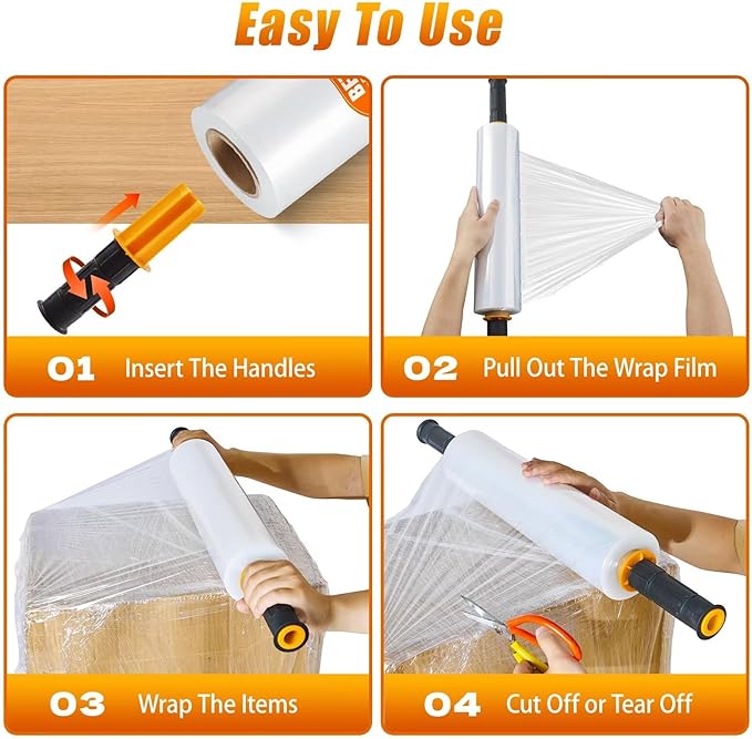 Stretch Film Shrink Wrap for Moving Supplies x 1000ft, Industrial Strength - Image 8