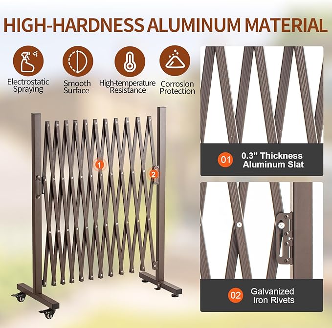 TECSPACE Aluminum Expandable Garden Fence, Portable Barricade Gate - Image 3