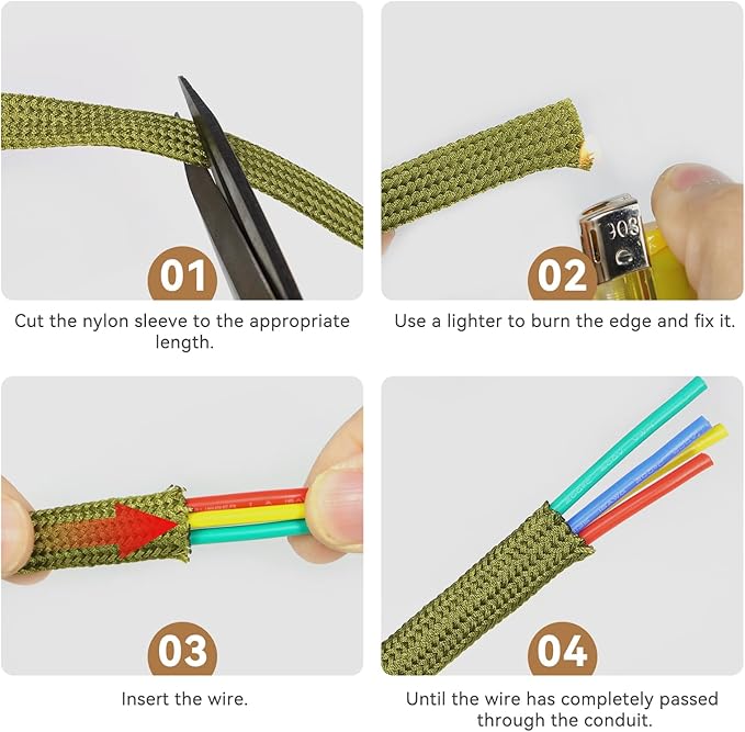 Polyamide Cable Sleeve, 10ft Flexible Expandable Braided Sleeving, Cable - Image 7