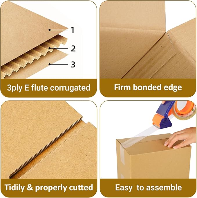 40 pack 8x6x6 inch Cardboard Box Mailers, Kraft Corrugated Mailer Cardboard - Image 3