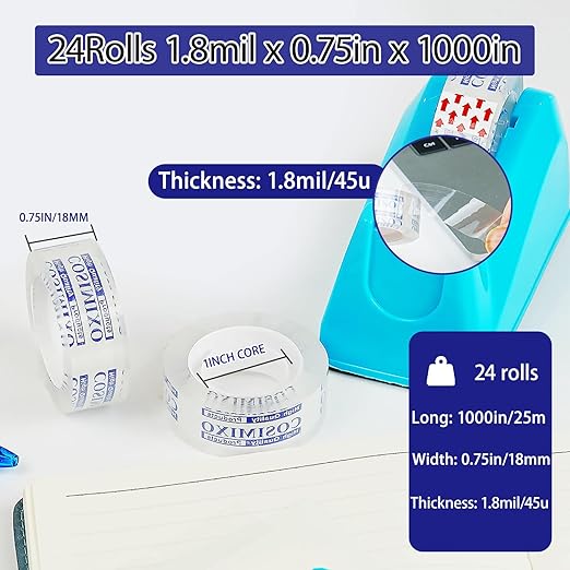 COSIMIXO 24Rolls Crystal Clear Tape Refills - Image 2