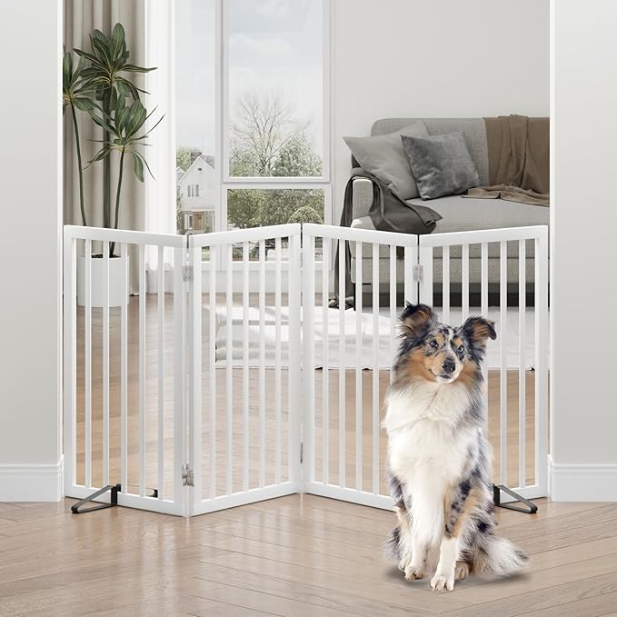 Dog Gates for Doorways, Tall Dog Gate Indoor, Foldable Pet Gates for Doorways by Algherohein