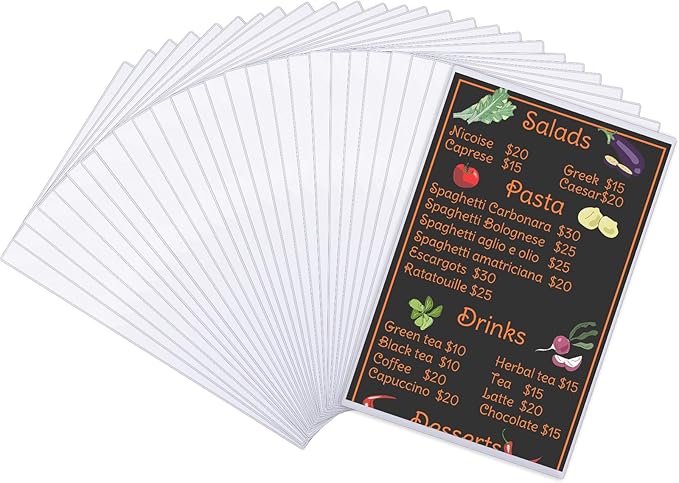 Henoyso 25 Pcs 8.5" x 14" Menu Cover Rigid Print Protectors Clear Heavy Duty by Henoyso
