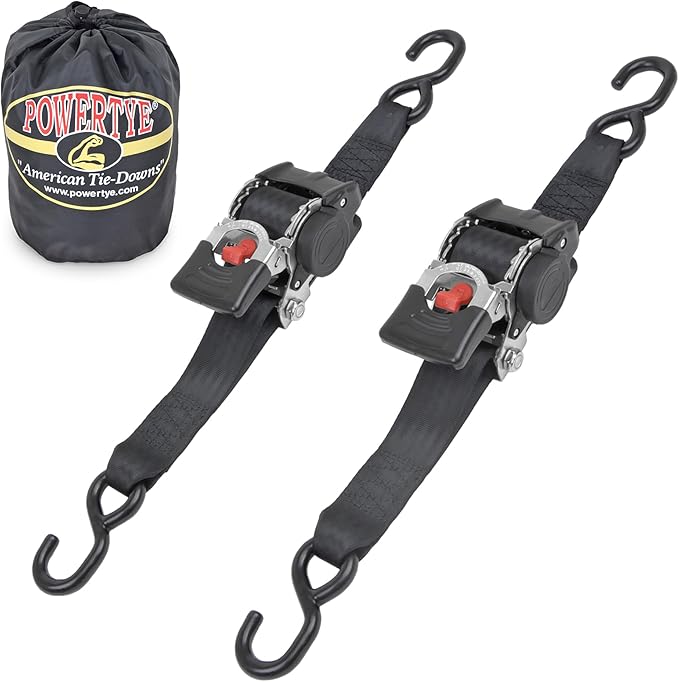 PowerTye *New* 2 inch x 10ft Long Retractable Ratchet Tie Down Strap by PowerTyeMFG