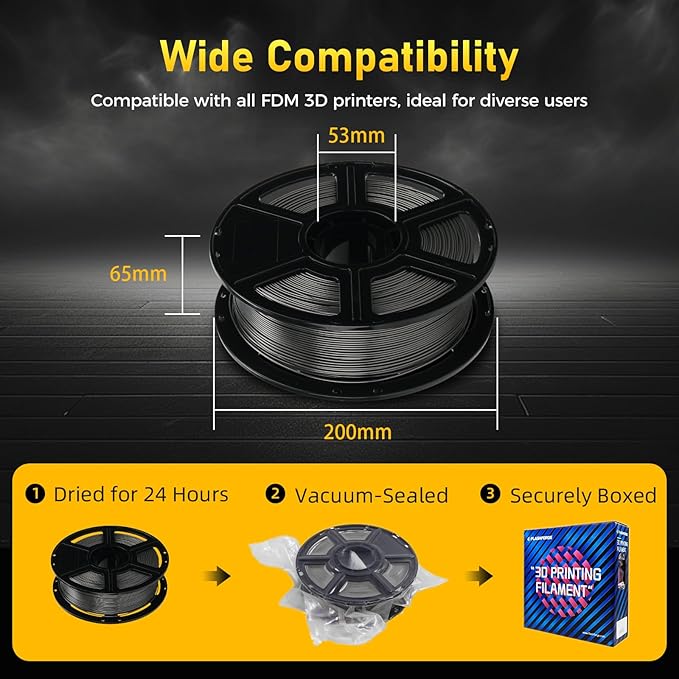 FLASHFORGE Rapid PETG Filament 1.75mm Metallic Grey, Max 600mm/s High Speed - Image 6