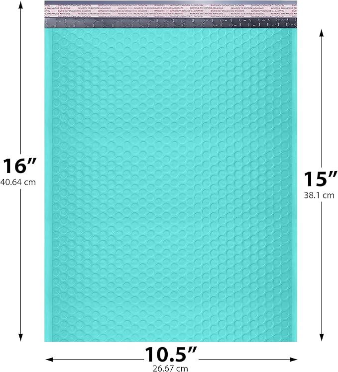 Teal 10.5x16 Inch Large Poly Bubble Mailers #5 | Padded Envelopes - Image 2