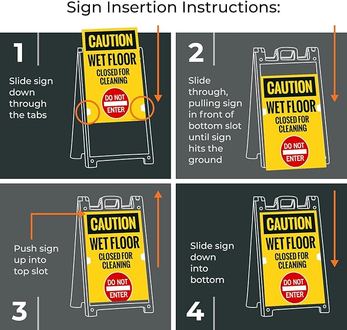Caution Wet Floor Closed for Cleaning Do Not Enter Sidewalk Sign Kit, 24x36 - Image 4