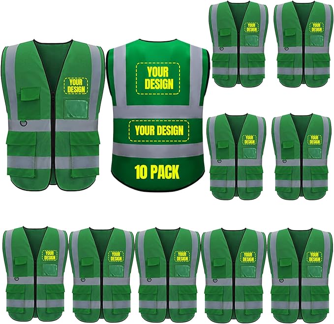 BeautyWill 10/20 Pack Custom Logo Safety Vest, Bulk High Visibility Class 2 by BeautyWill