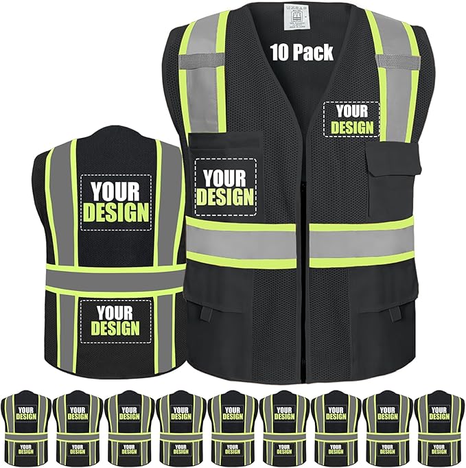 BeautyWill Custom Safety Vest Customized Logo Class 2 High Visibility by BeautyWill