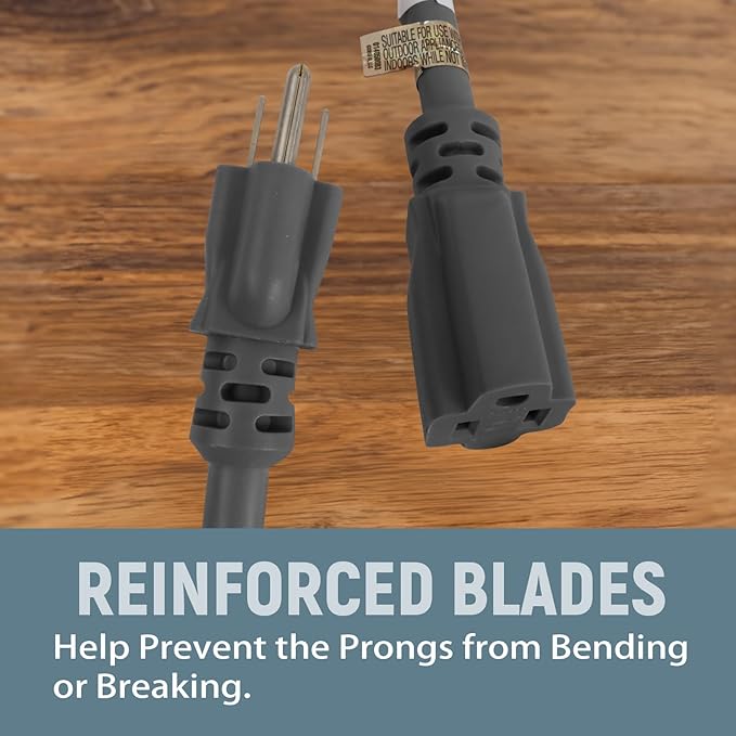 3 FT 12 Gauge Extension Cord Outdoor, Heavy Duty Weatherproof & Flame Retardant - Image 3