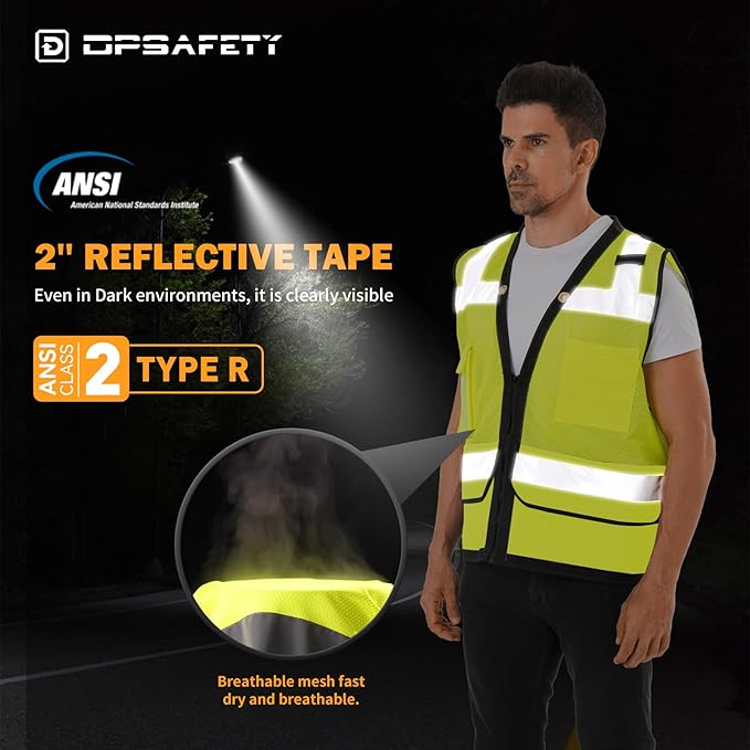 Reflective Safety Vest, Heavy Duty Class 2 Hi Vis Vest-Ansi/Isea Standard - Image 5