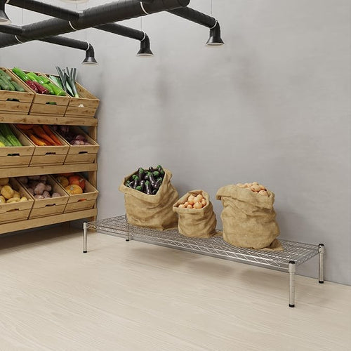 18''W x 60''L x 8''H Chrome Plated Wire Dunnage Rack | Off The Floor Storage - Image 2