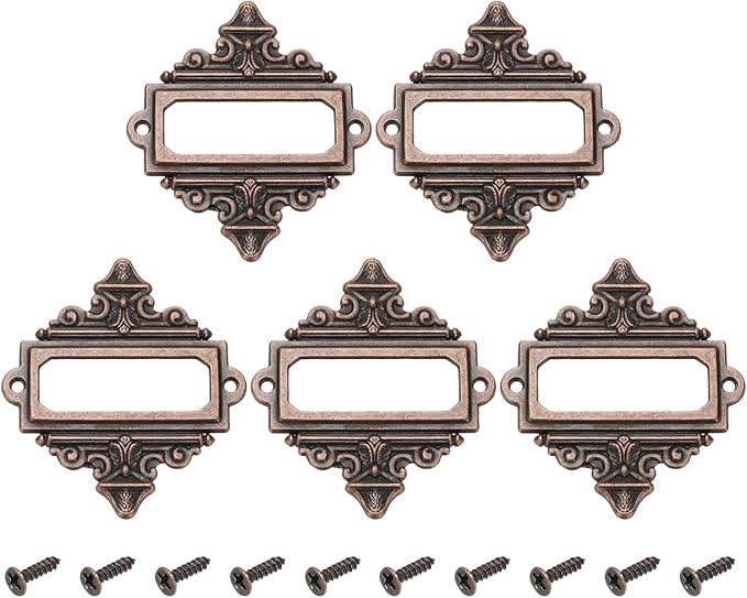 uxcell 5 Pcs Metal Label Holder, 2.2 x 2.4 Inch Small Vintage Card Frame Tag by uxcell