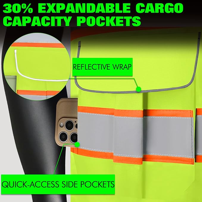 BeautyWill Custom Logo 10/20 Pack Safety Vest Class2 High Visibility Vest - Image 5
