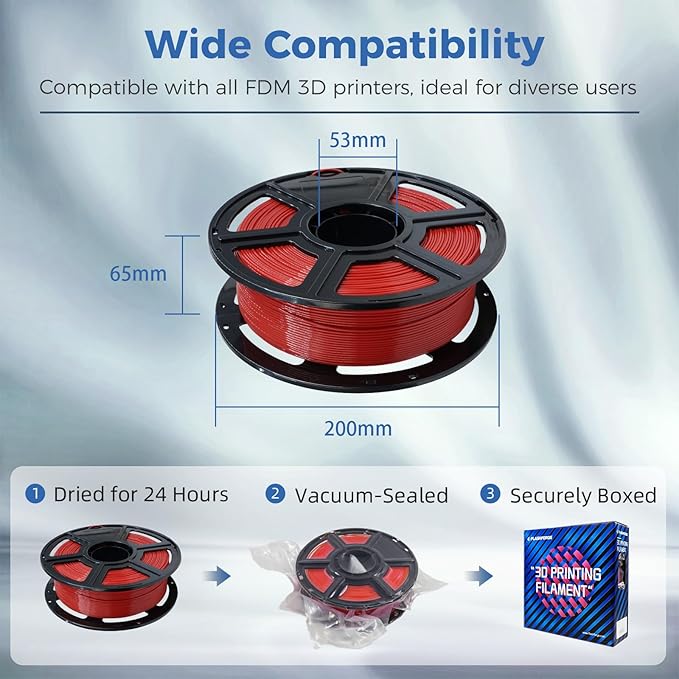 FLASHFORGE ABS Pro Filament 1.75mm Red, 3D Printer Filament 1kg - Image 6