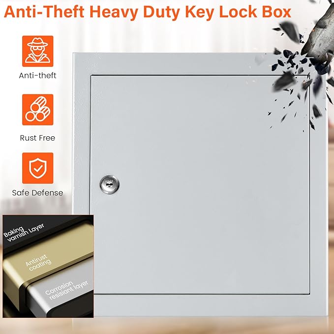 100 Keys White Key Cabinet, Anti-Theft Key Lock Box - Image 3