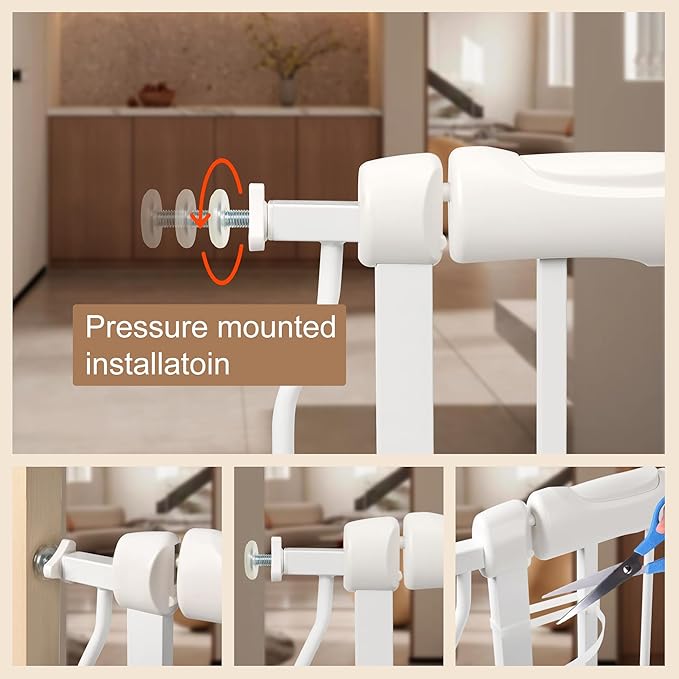 Baby Gate for Stairs No Drill 38.58-43.31 Inch, Pressure Mounted Metal Child - Image 4