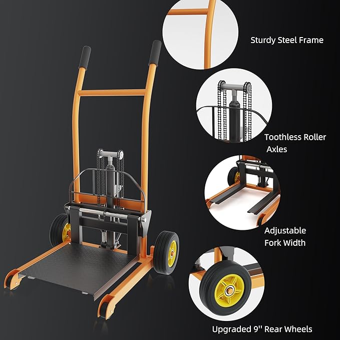 Hydraulic Material Lift Pallet Truck 441 lbs Manual Winch Stacker 36" Max Lift - Image 4