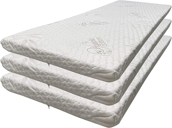 Foamma 3” x 30” x 72” High Density Foam Bunk Mattress, Organic Cotton Cover by Foamma