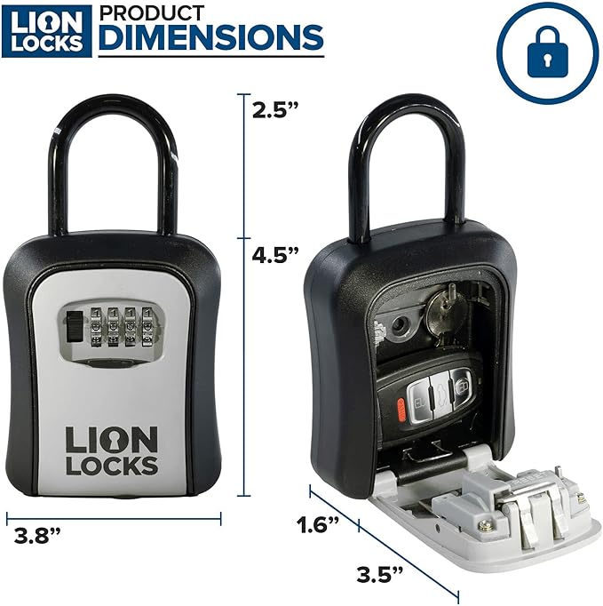 Key Lock Box for Keys with Code, 4 Digit Combination Lockbox for Keys Outdoor - Image 4