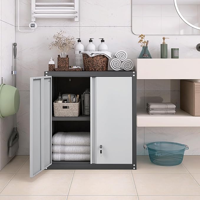 GREATMEET 28" H Lockable Metal Garage Storage Cabinets, Metal Cabinet Storage - Image 7