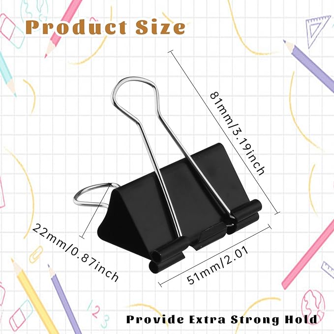 Large Heavy Duty Clips 2 Inch Black Extra Large Paper Clips Big Size Paper - Image 2