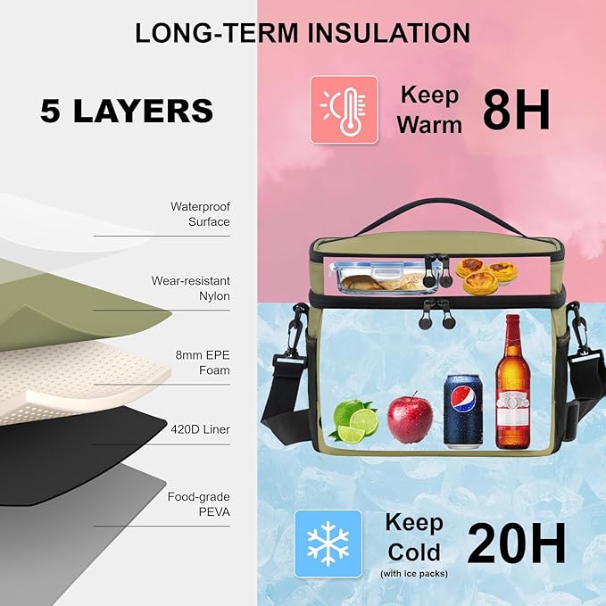 EVERFUN Small Cooler Lunch Box Mini Leak-Proof Soft Double Deck 24 Can Personal - Image 2