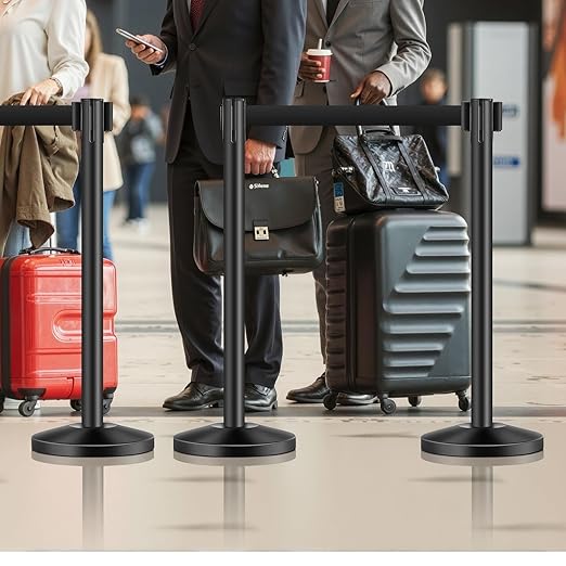VEVOR Stanchion Post, Carbon Steel Black Stanchions Queue - Image 8
