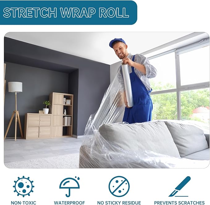 Stretch Film Shrink Wrap Roll 20" x 1500FT, Heavy Duty 80 Gauge Stretch Wrap - Image 6