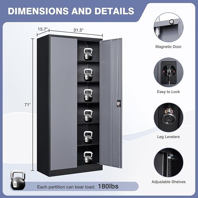 Metal Garage Storage Cabinet, Lockable Tool Cabinet - Image 3