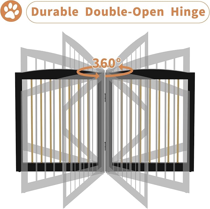 Freestanding Pet Gate for Dogs, Foldable Wooden Dog Gate for House Indoor - Image 5