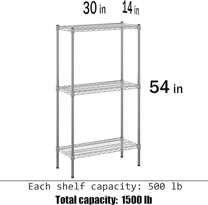14" Deep x 30" Wide x 54" Height Wire Shelving Kit | 3-Tier | NSF Commercial - Image 3