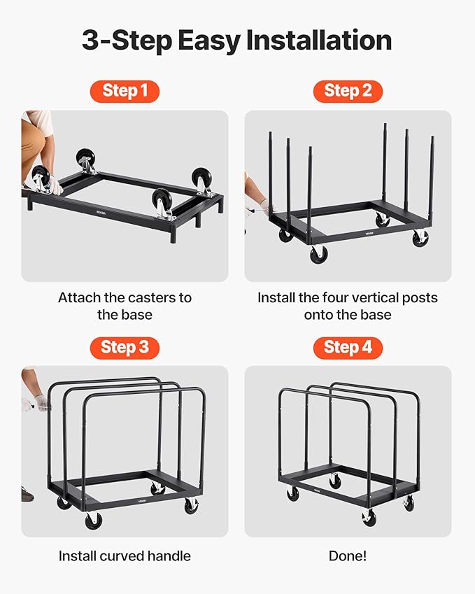 VEVOR Drywall Cart Dolly, 1800 lbs Load Capacity, Steel Panel Truck Cart - Image 6