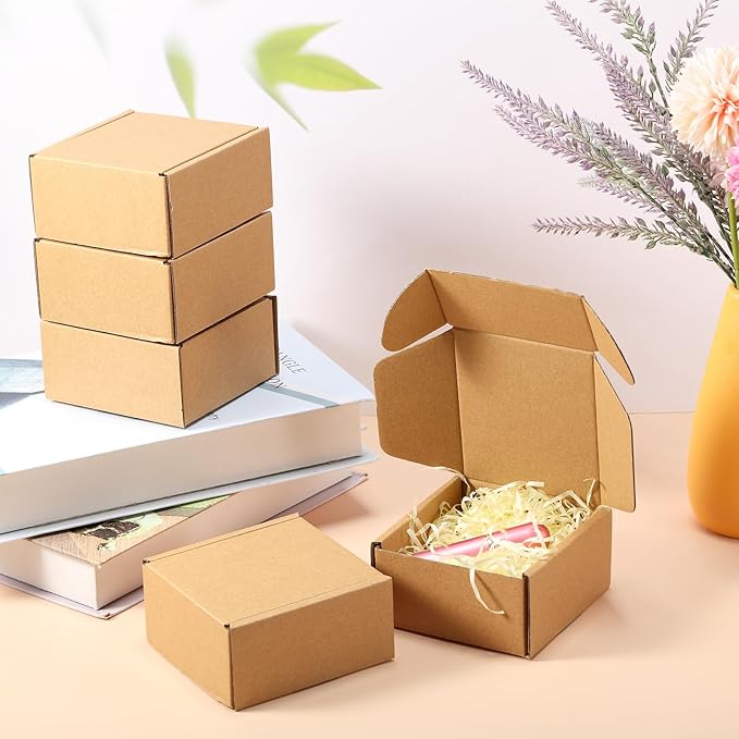 Qilery 60 Pcs Shipping Boxes Cardboard Gift Corrugated Cardboard Brown Boxes - Image 5